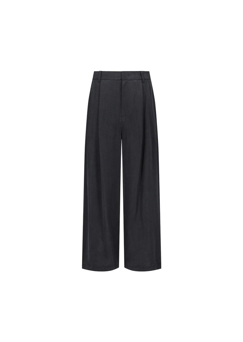 men's cupro two tuck wide pants, black