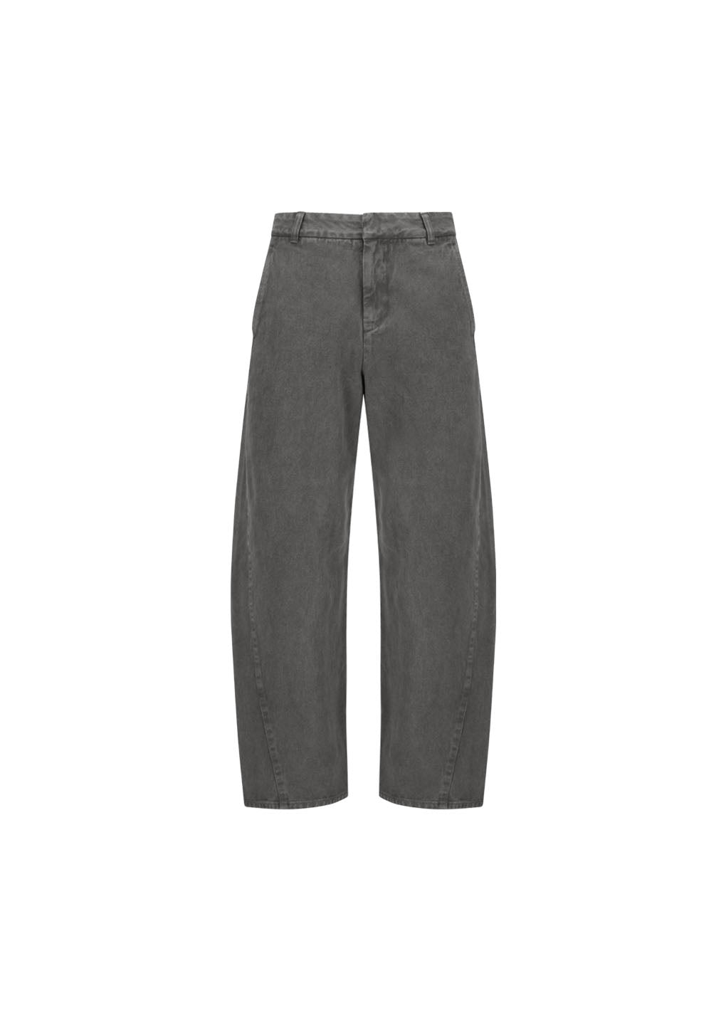 men's garments dyed curved seam denim, brown