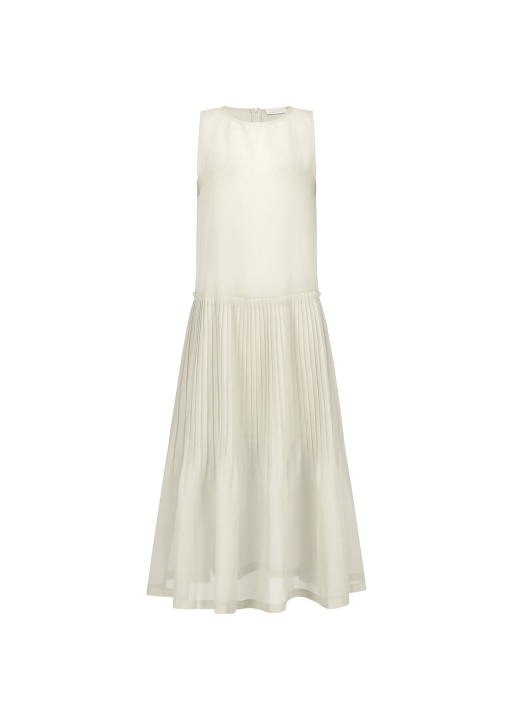 pleated sleeveless dress, beige