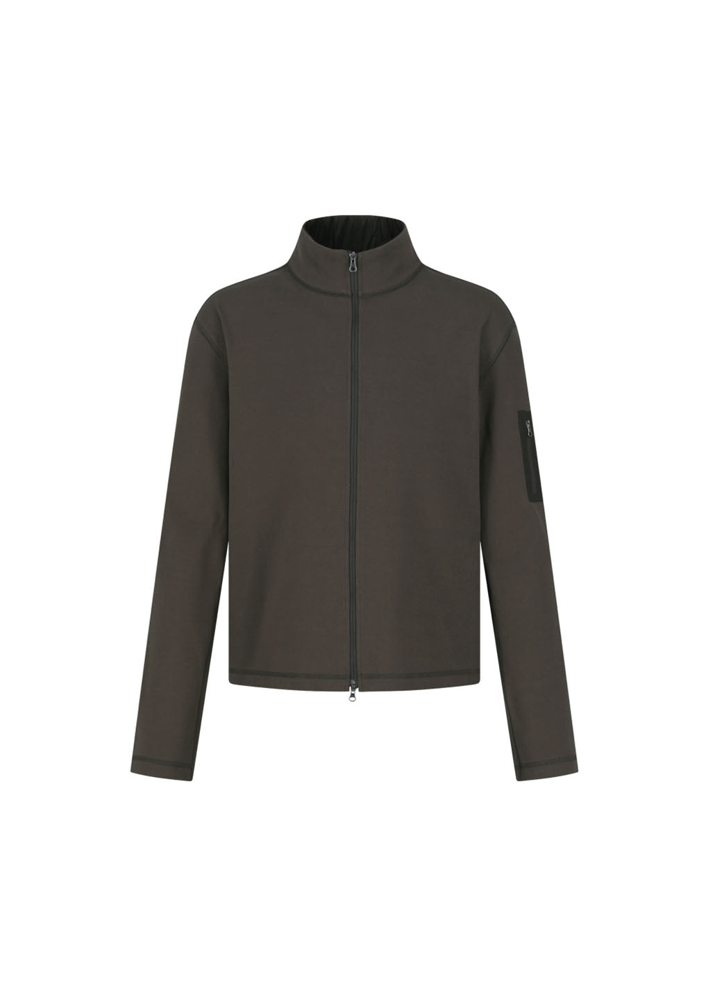 pocket zip up jumper, brown