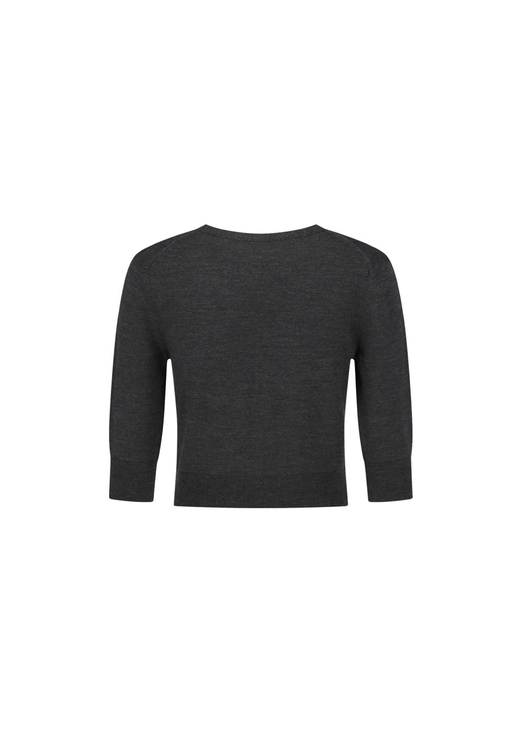 wool v-neck crop cardigan, charcoal
