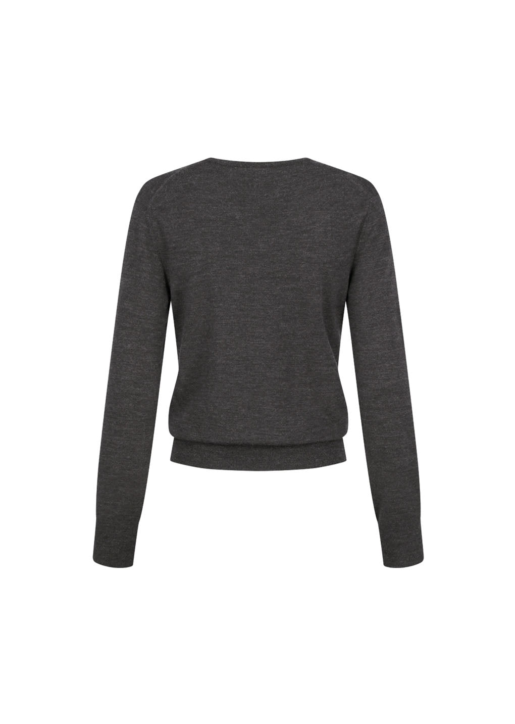 wool v-neck knit, charcoal