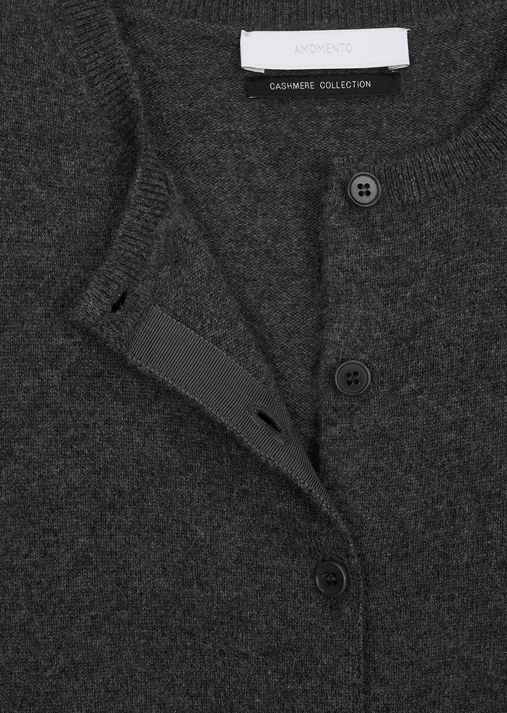 cashmere crewneck cardigan, melange grey