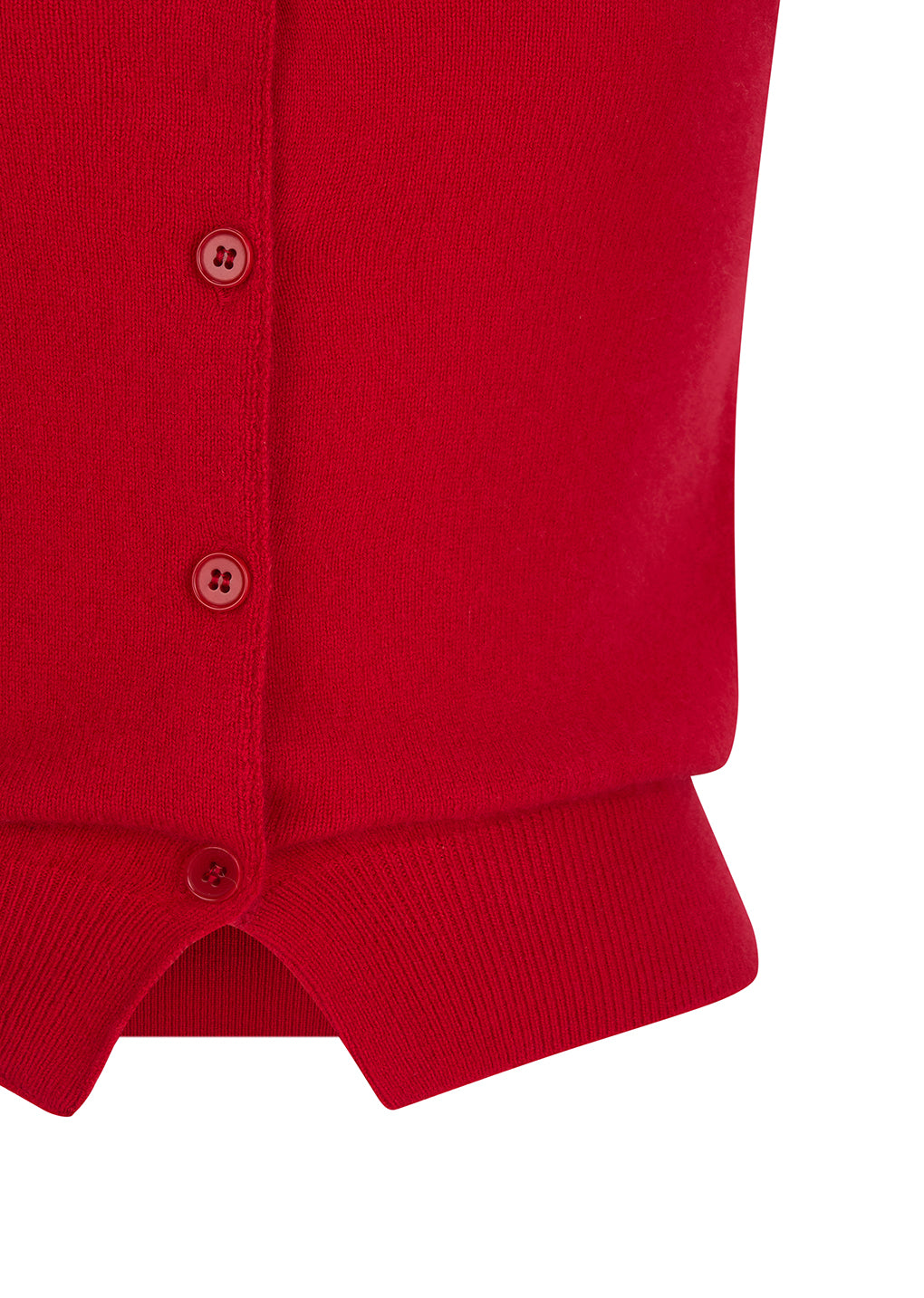 cashmere button up u-neck vest, red