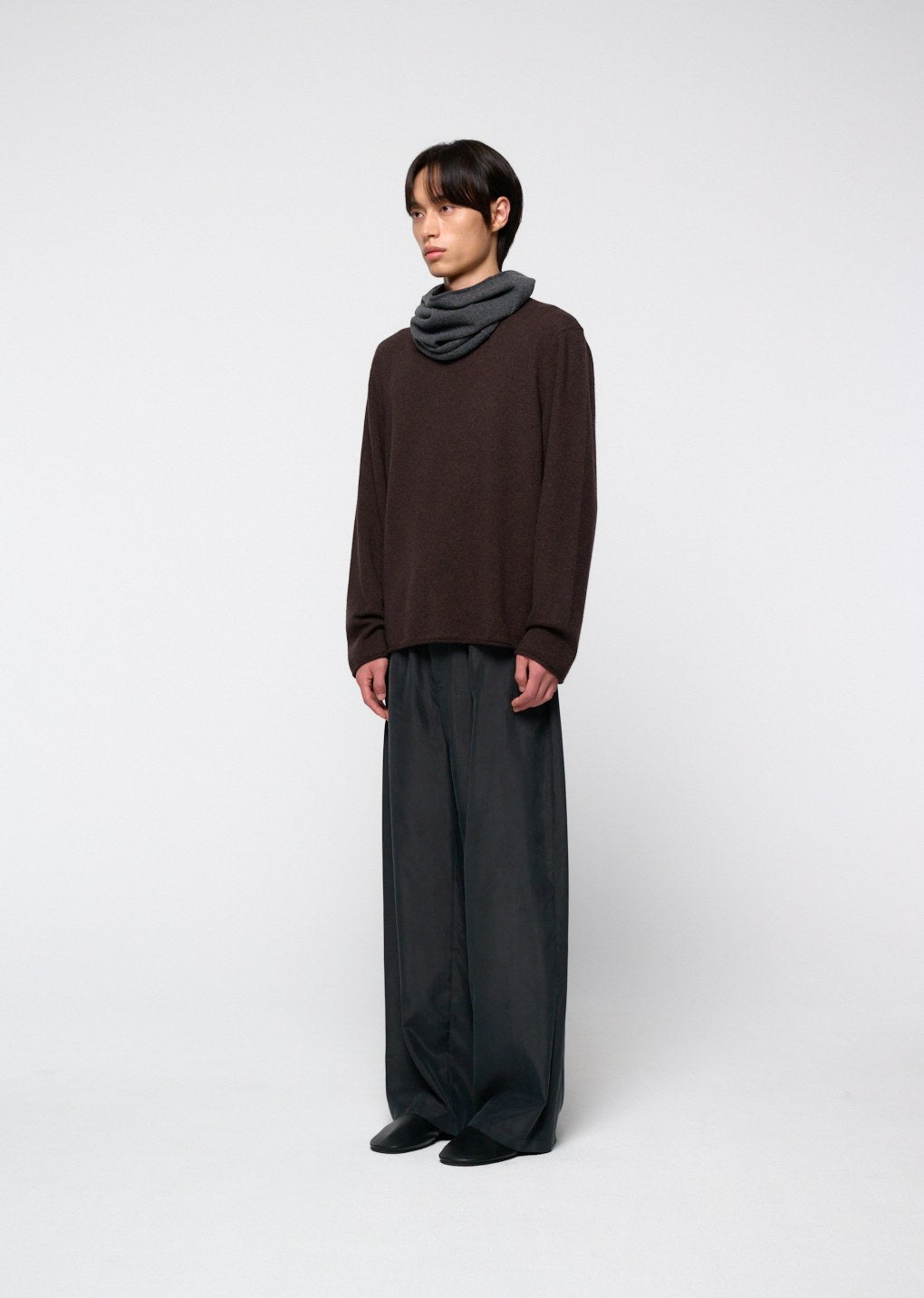 cashmere bandeau snood, melange grey
