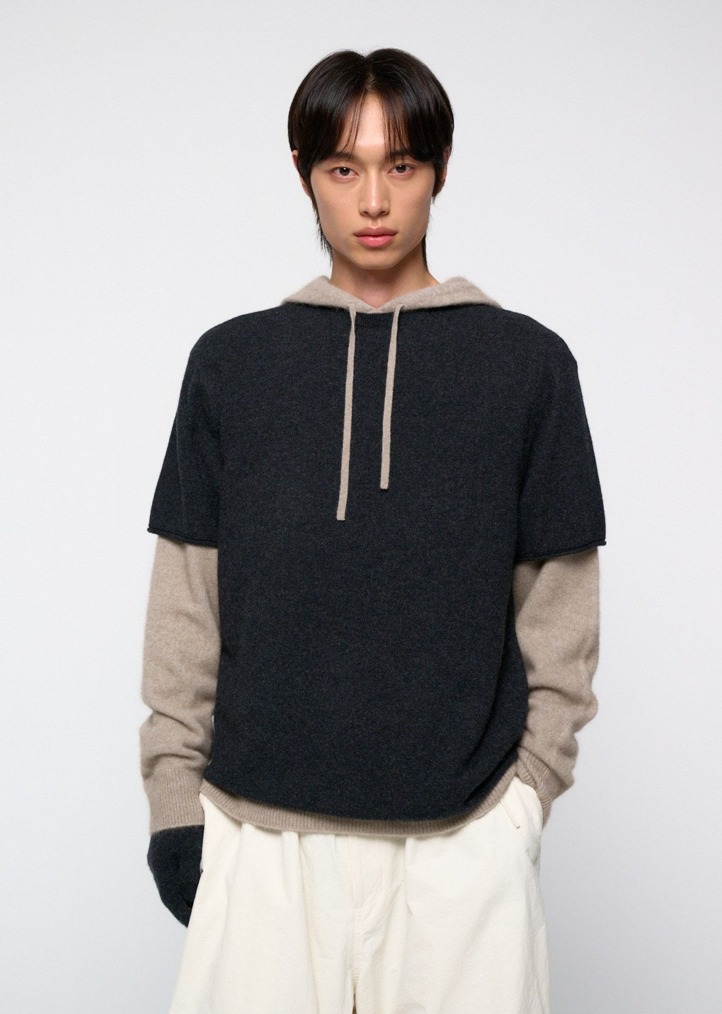 cashmere easy half sleeve knit, charcoal