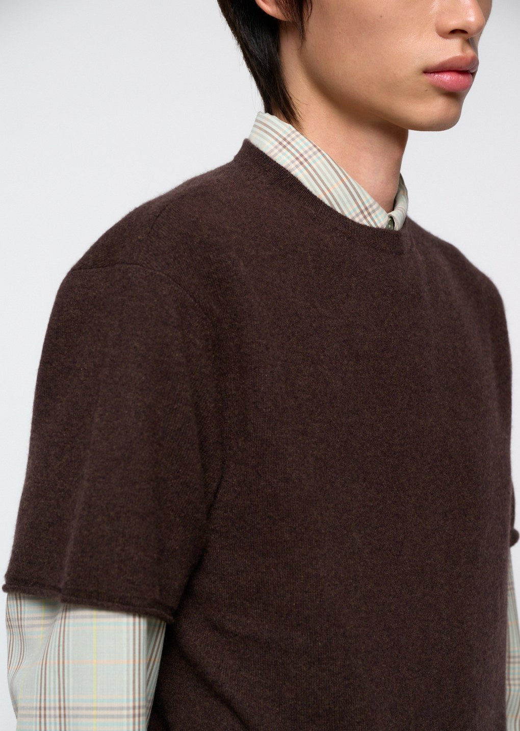 cashmere easy half sleeve knit, brown