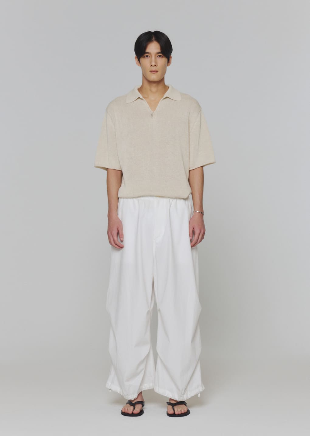 paper yarn collar knit, ecru