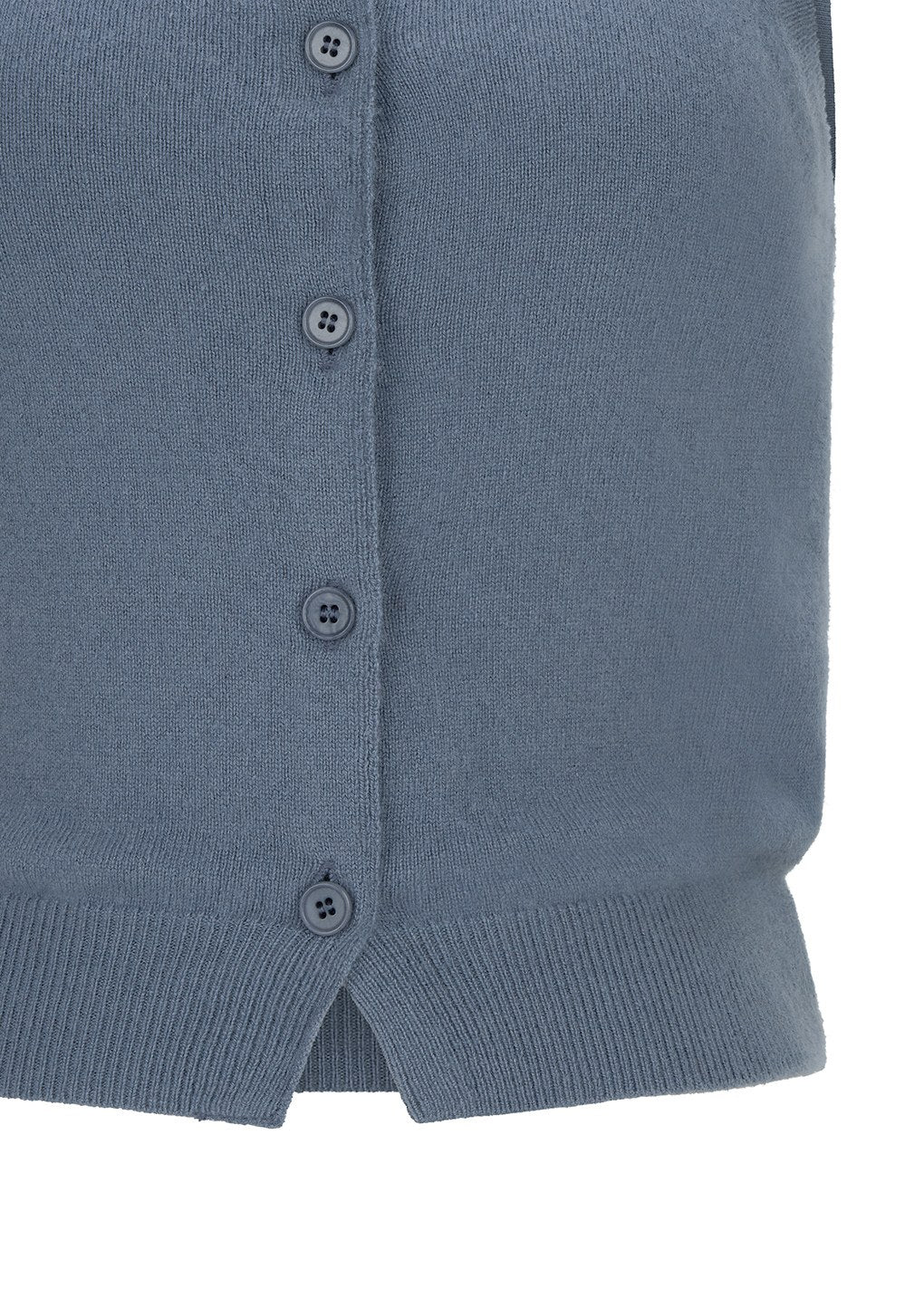 cashmere button up u-neck vest, blue