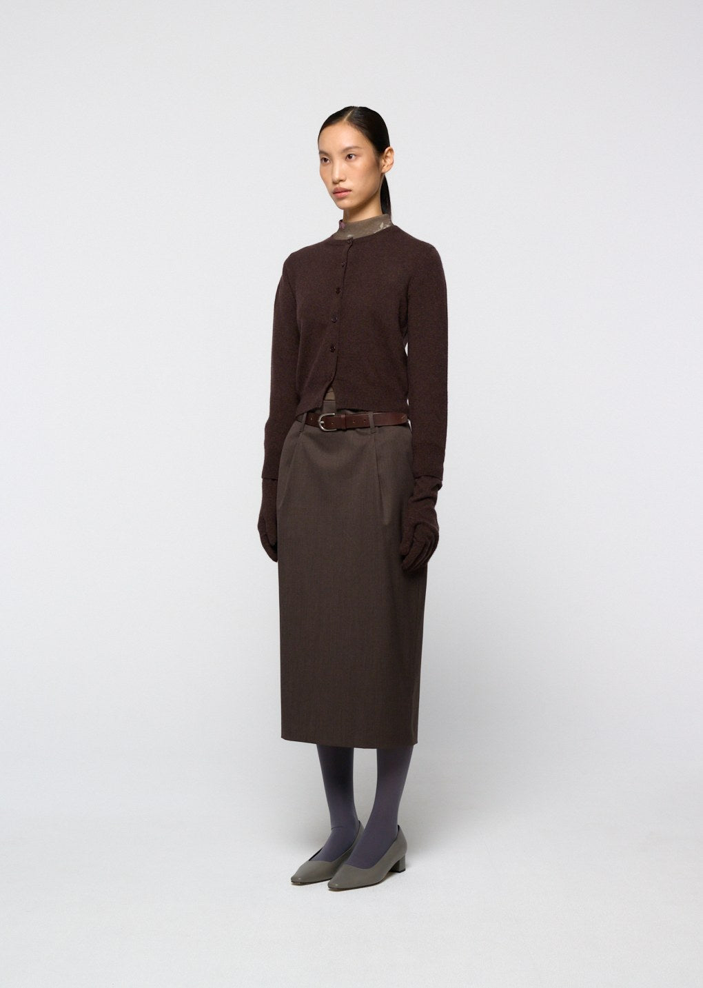 cashmere crewneck cardigan, brown