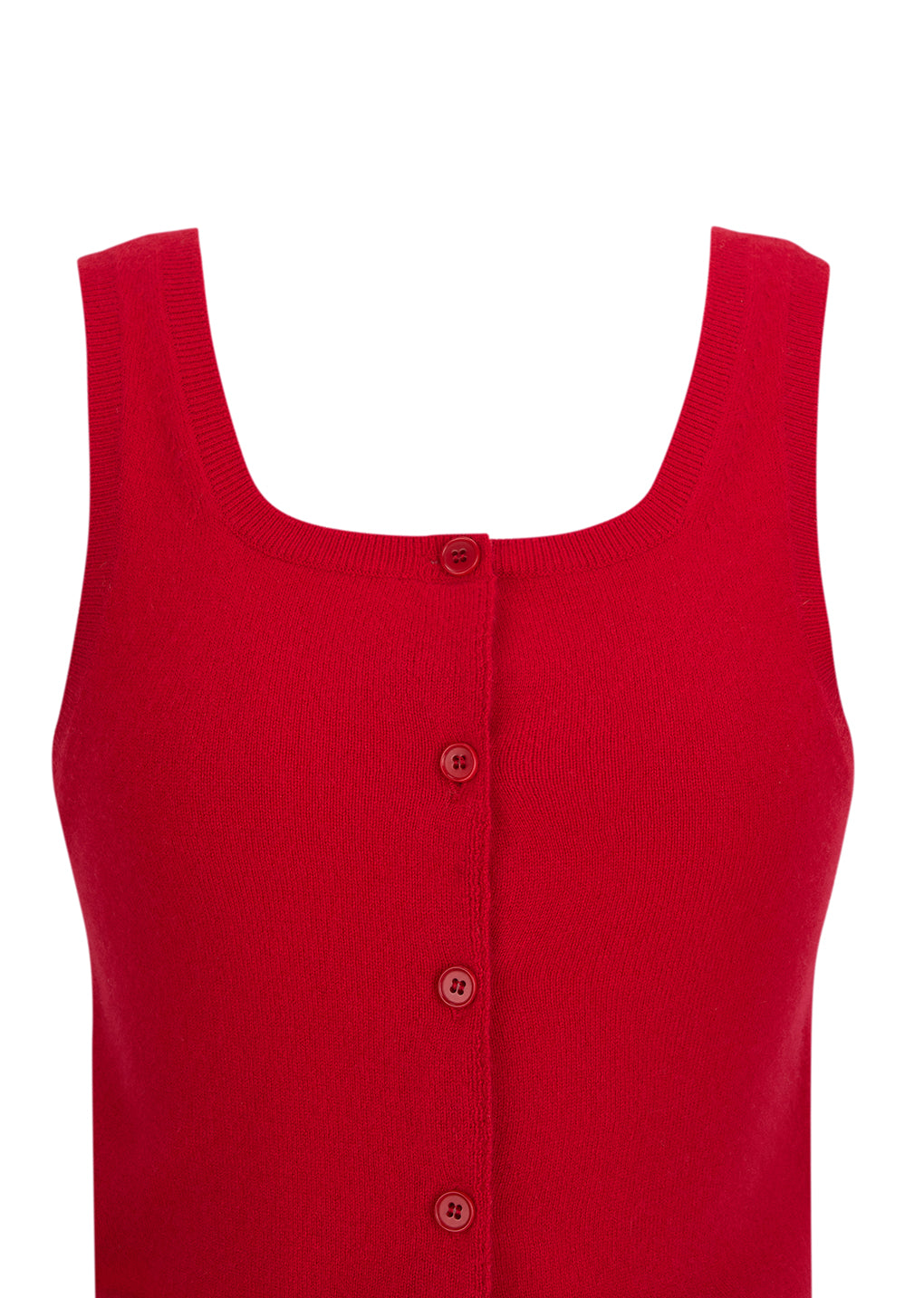 cashmere button up u-neck vest, red