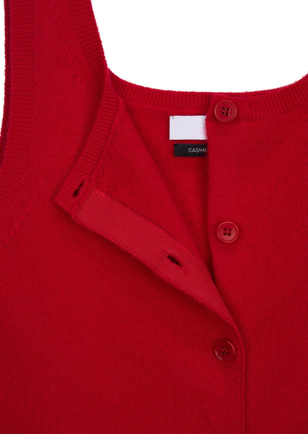 cashmere button up u-neck vest, red