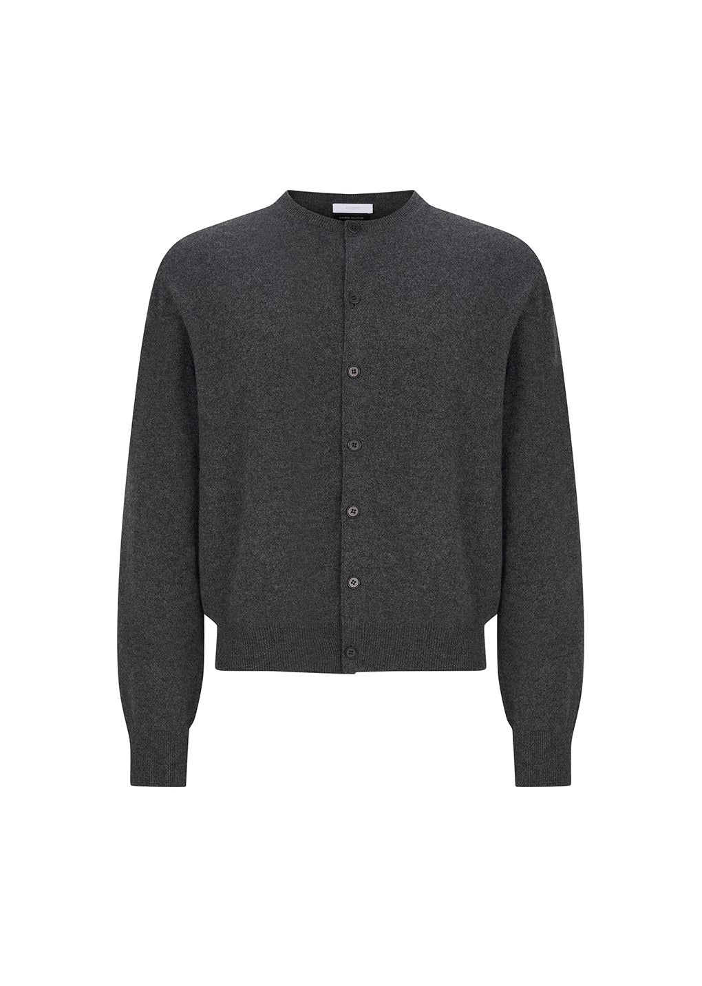 men's cashmere crewneck cardigan, melange grey