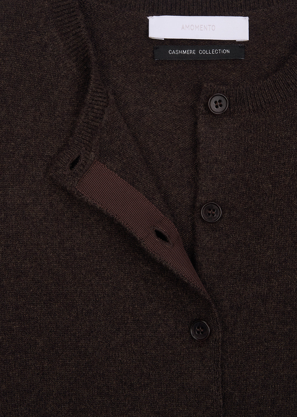 cashmere crewneck cardigan, brown