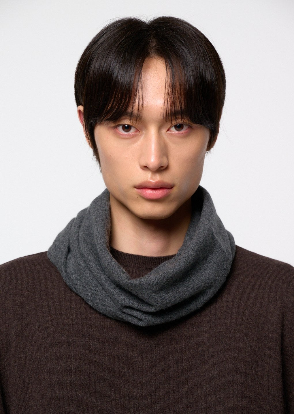 cashmere bandeau snood, melange grey