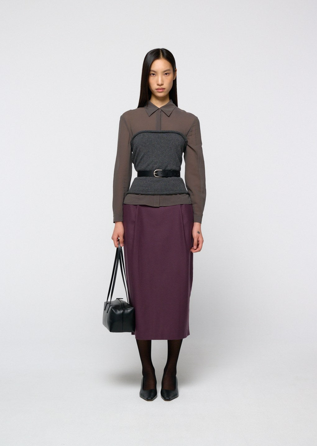 cashmere bandeau snood, melange grey hover