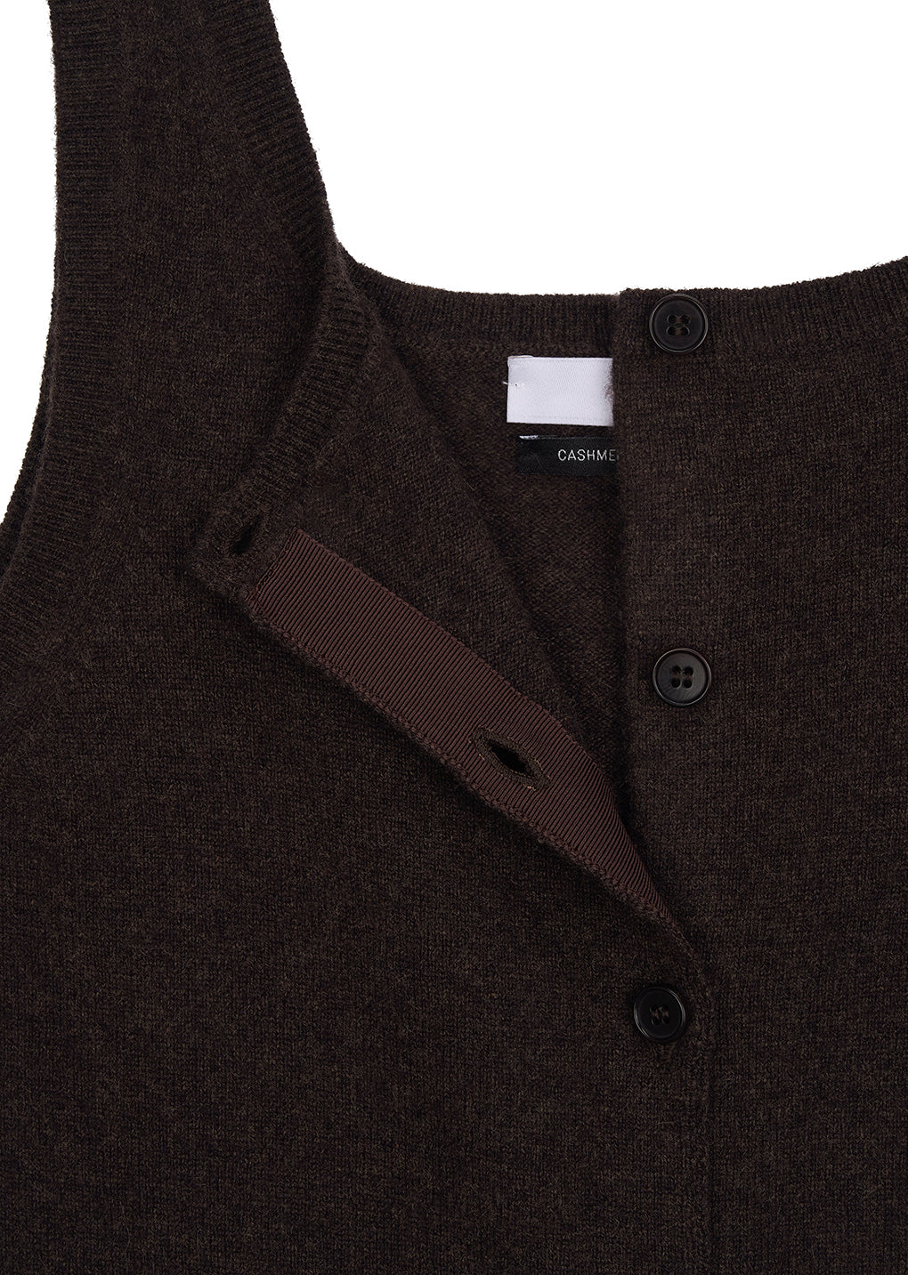 cashmere button up u-neck vest, brown