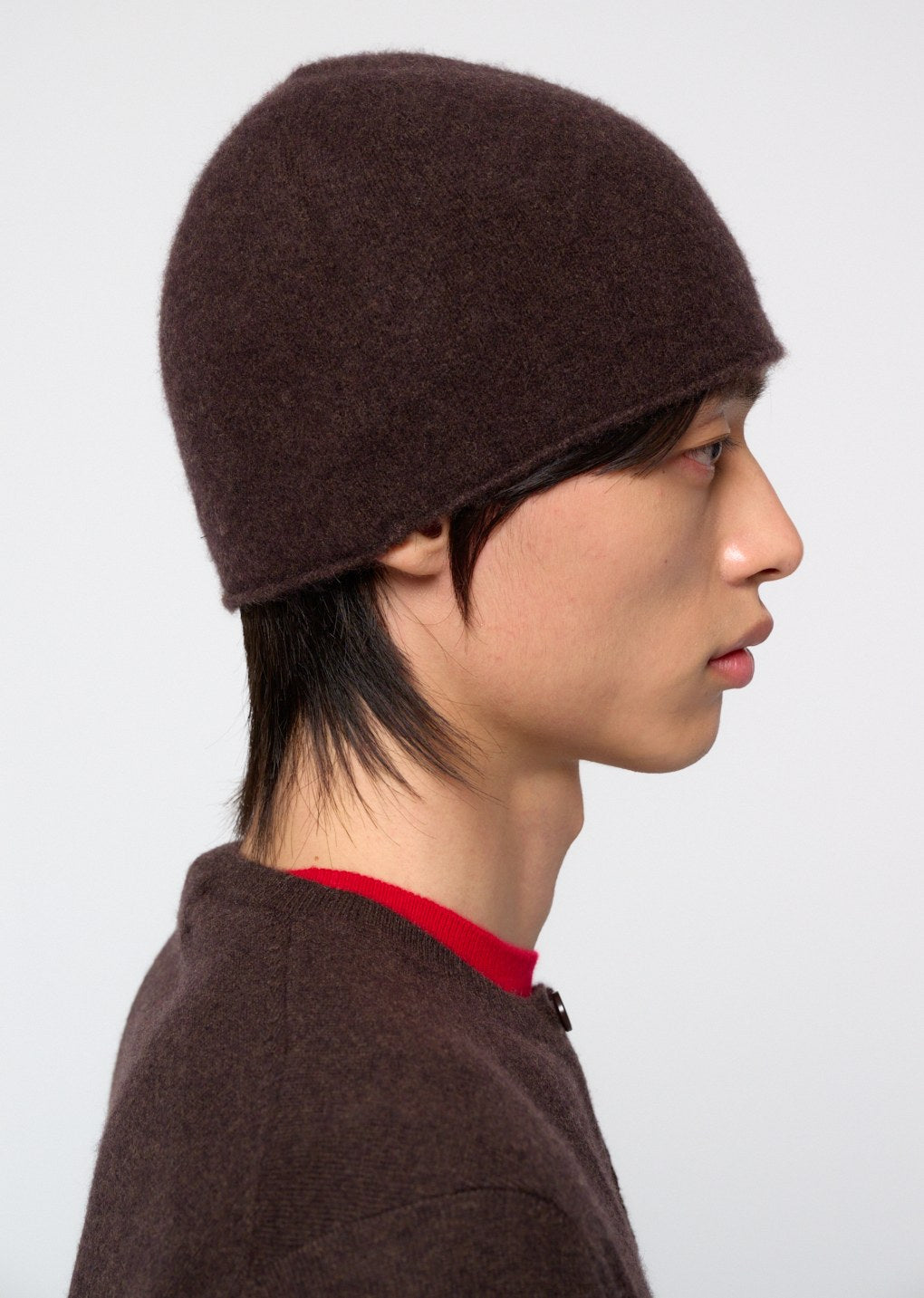 cashmere knit beanie, brown