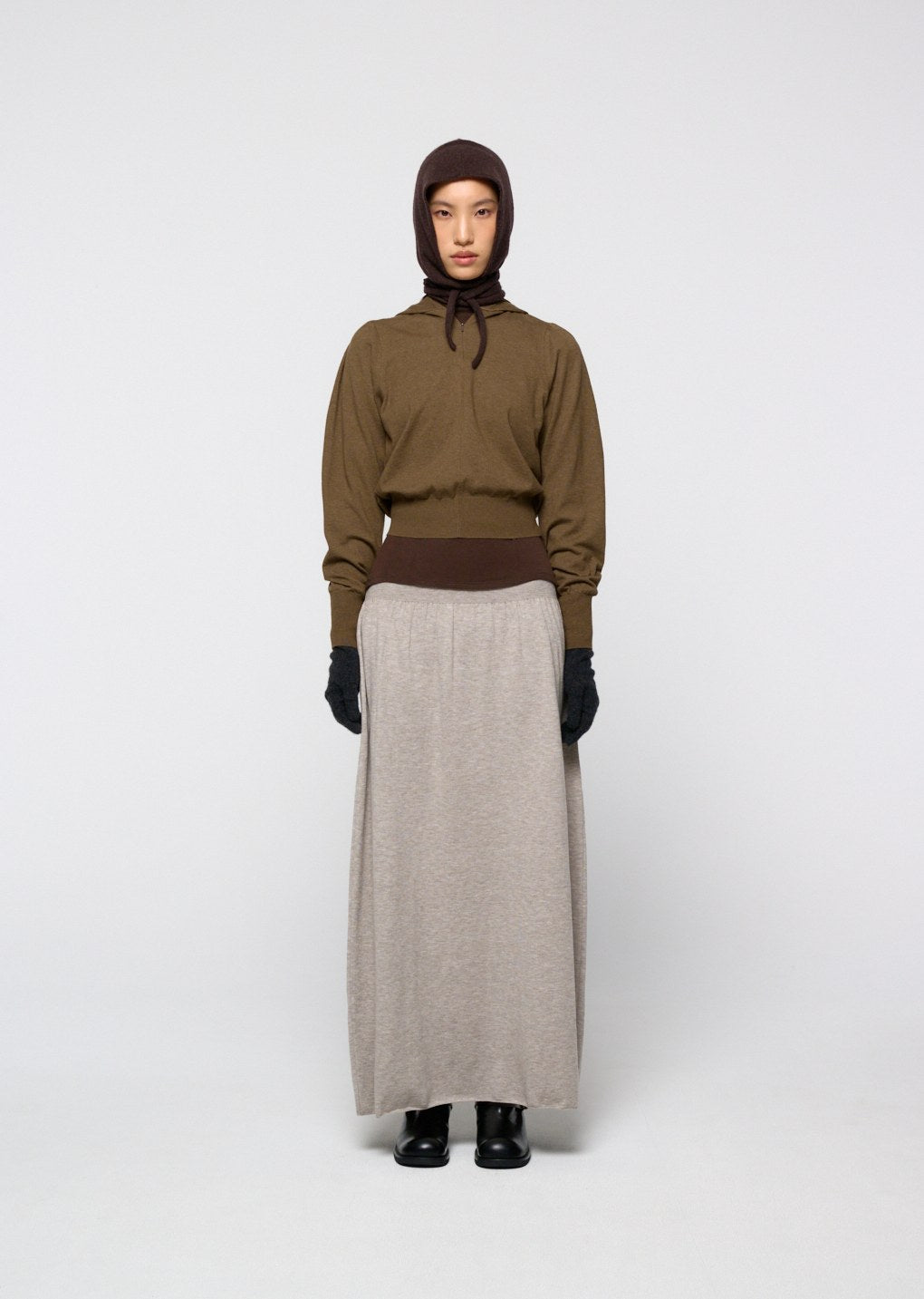 cashmere balaclava scarf, brown hover