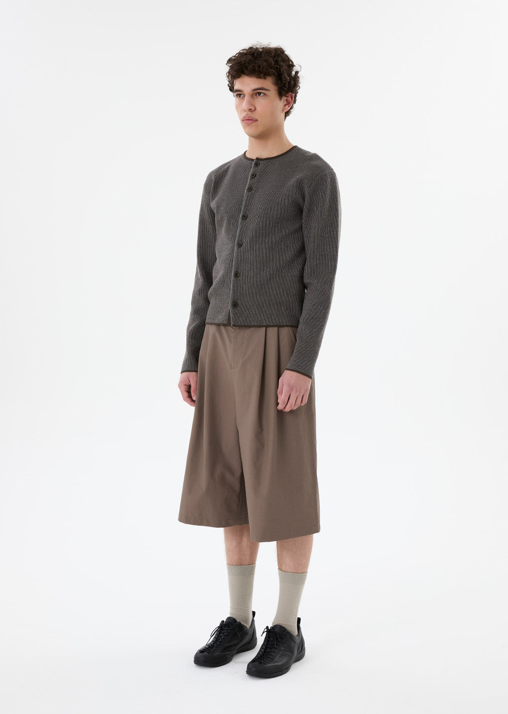 stripe button up cardigan, brown