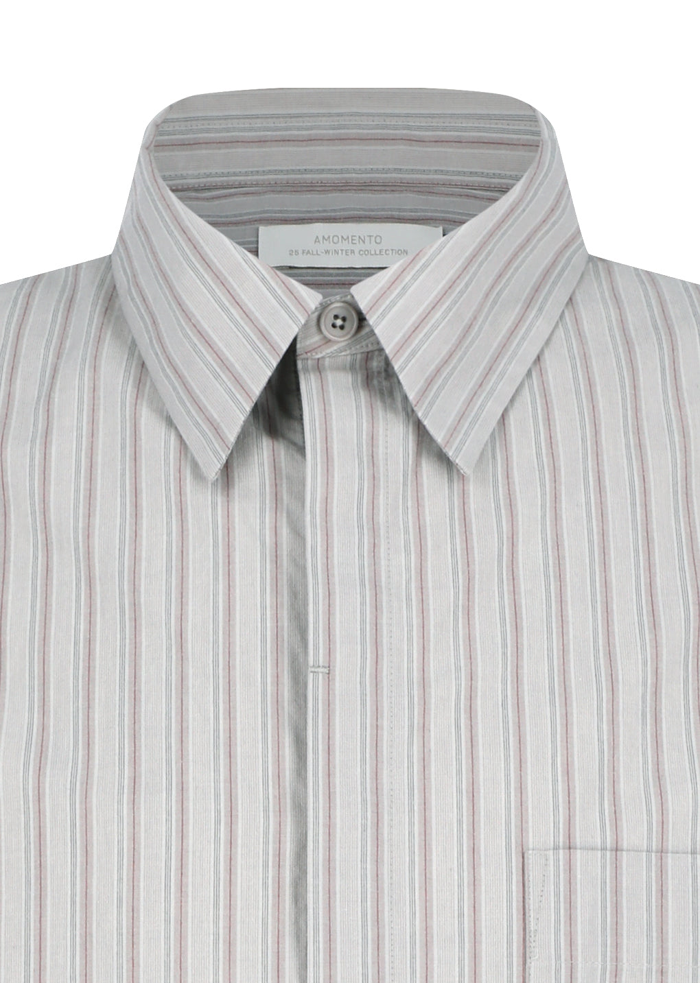 stripe square pocket oversized shirts, grey
