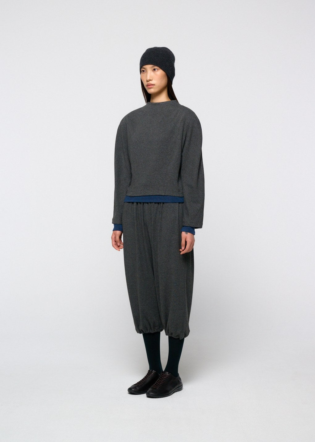 cashmere knit beanie, charcoal