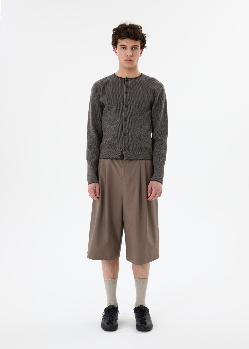 stripe button up cardigan, brown