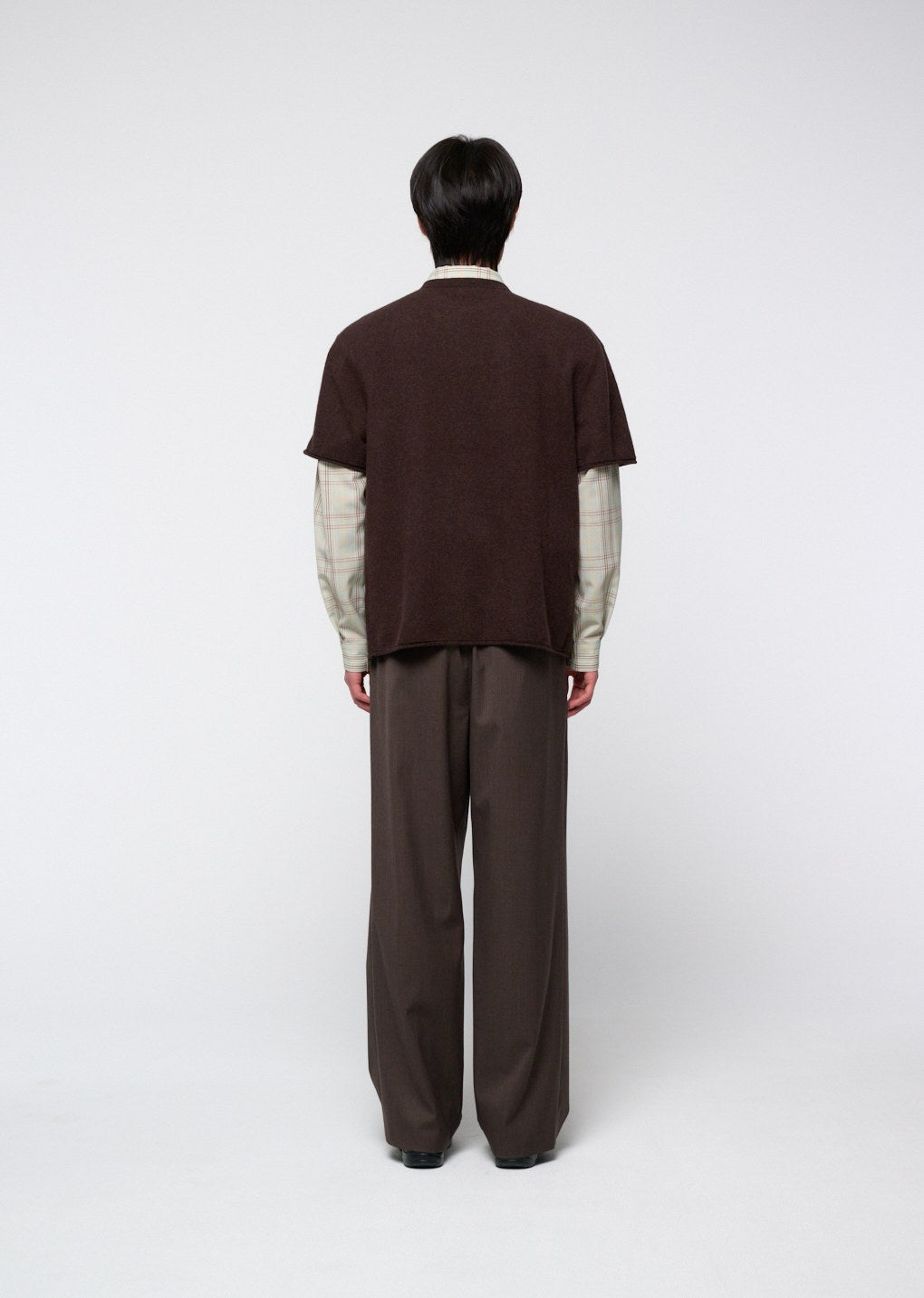 cashmere easy half sleeve knit, brown