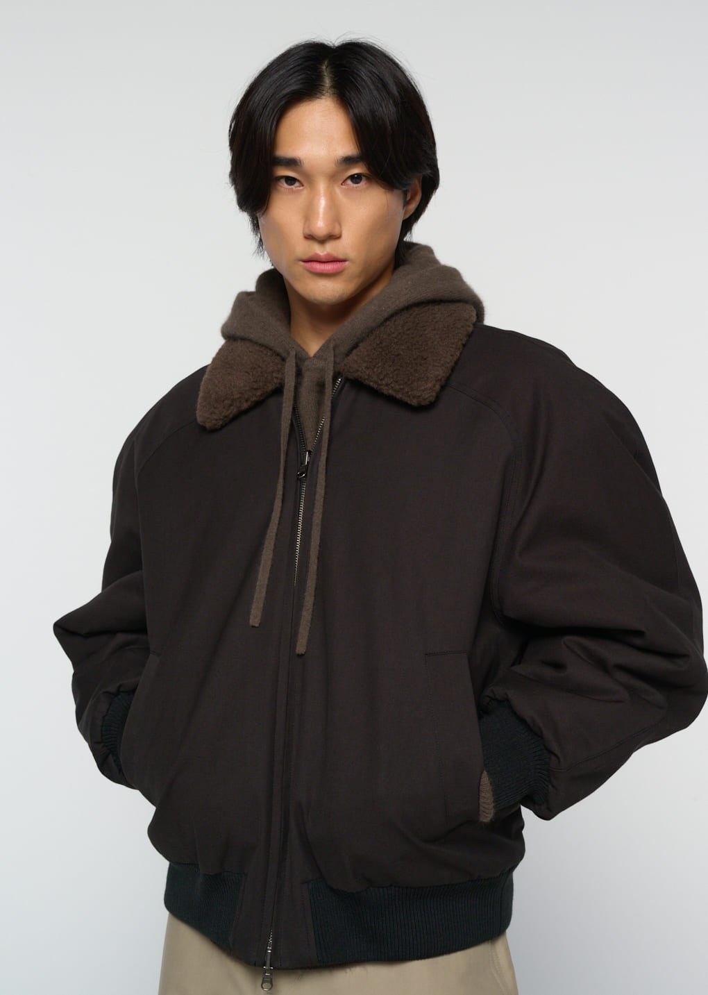 cotton reversible shearling jumper, black
