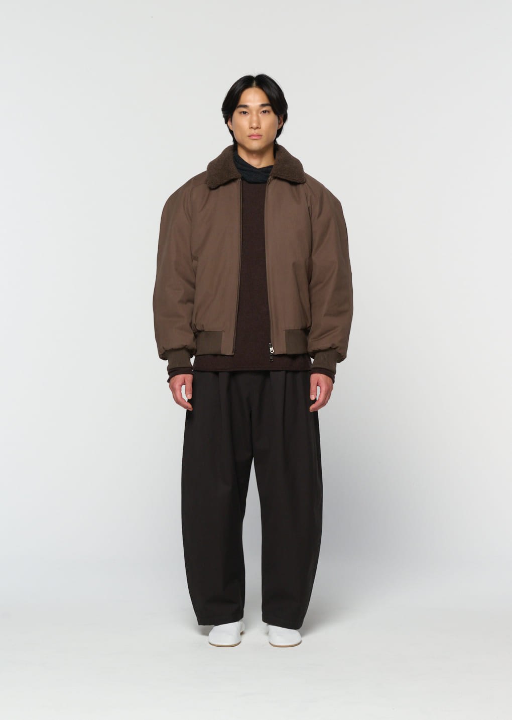 cotton reversible shearling jumper, brown hover
