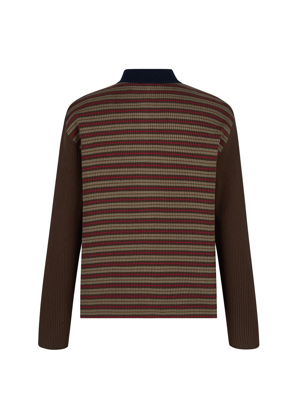 stripe zip up cardigan, brown