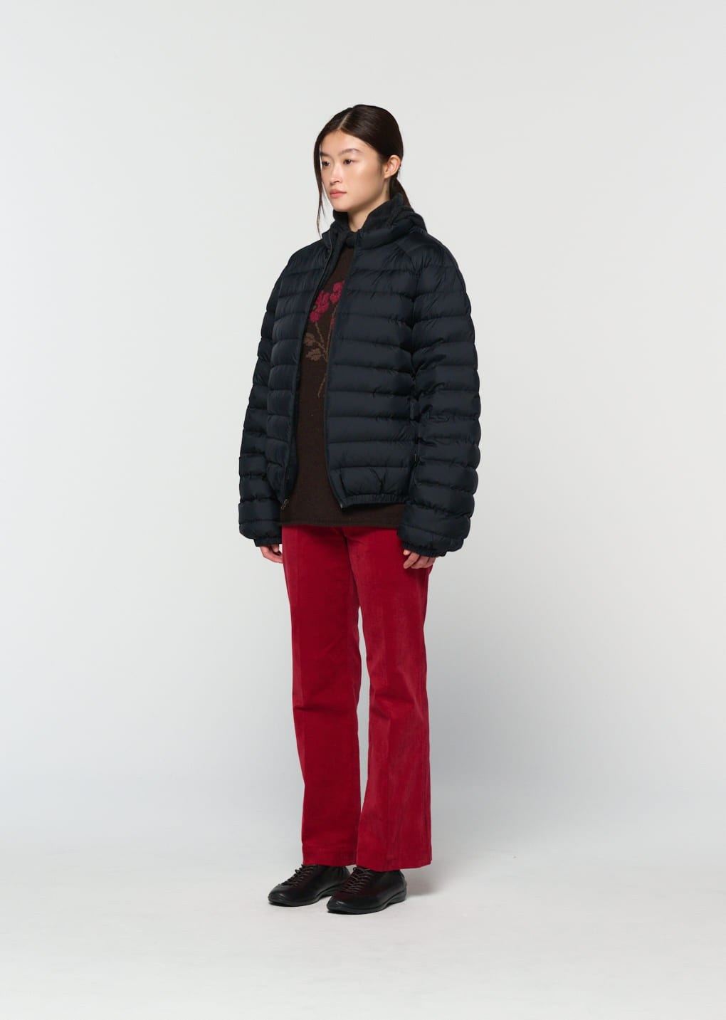 goose down reversible jumper, black