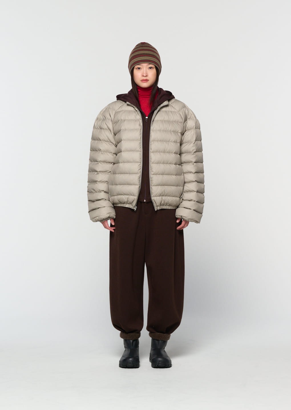 goose down reversible jumper, grey hover