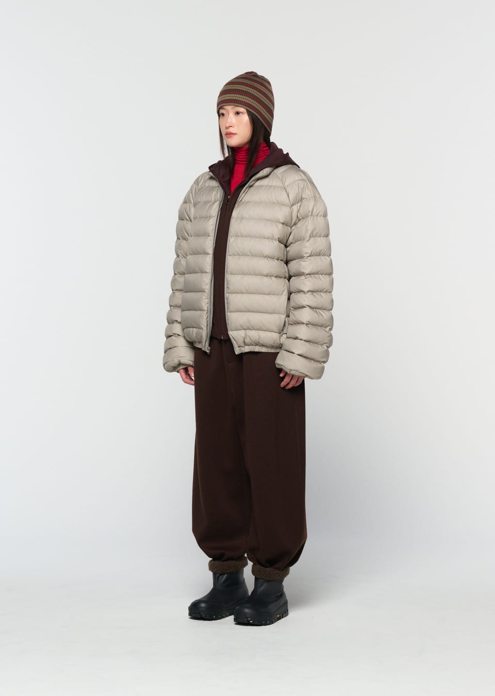 goose down reversible jumper, grey