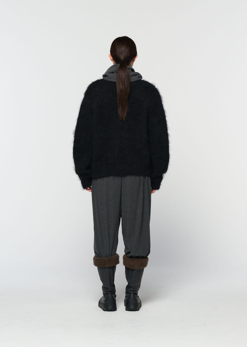 men's mohair bulky cardigan, black