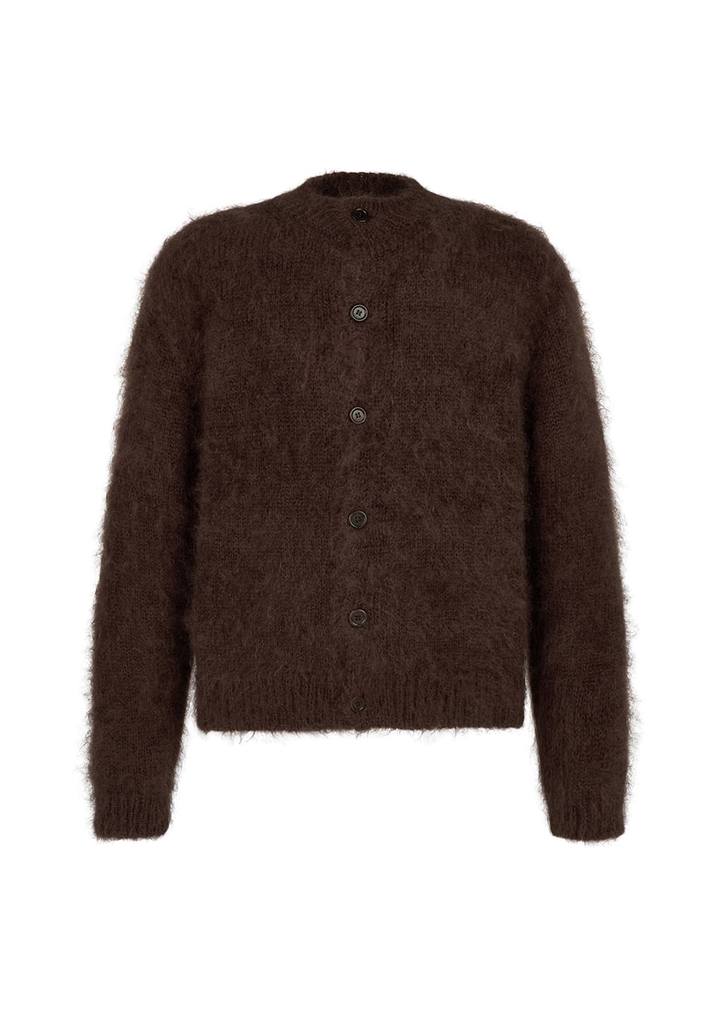 men's mohair bulky cardigan, brown