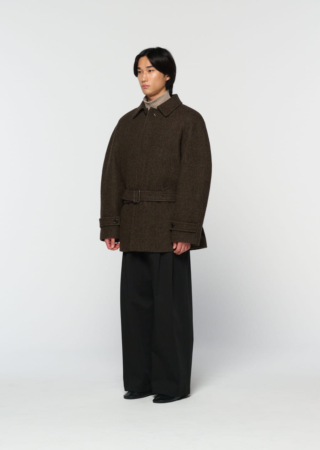belted mid coat, khaki