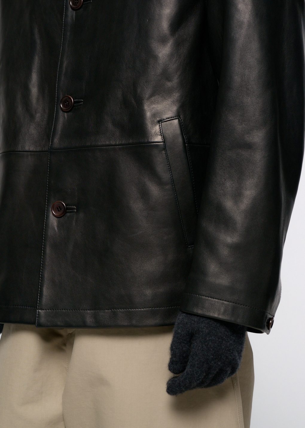 lambskin mid jacket, black