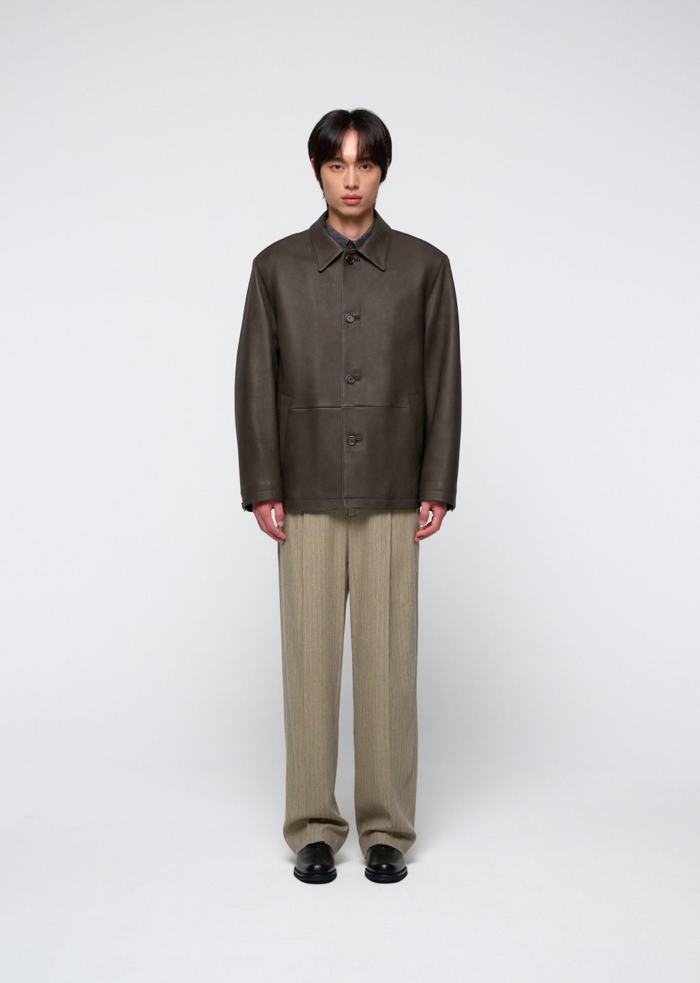 lambskin mid jacket, brown
