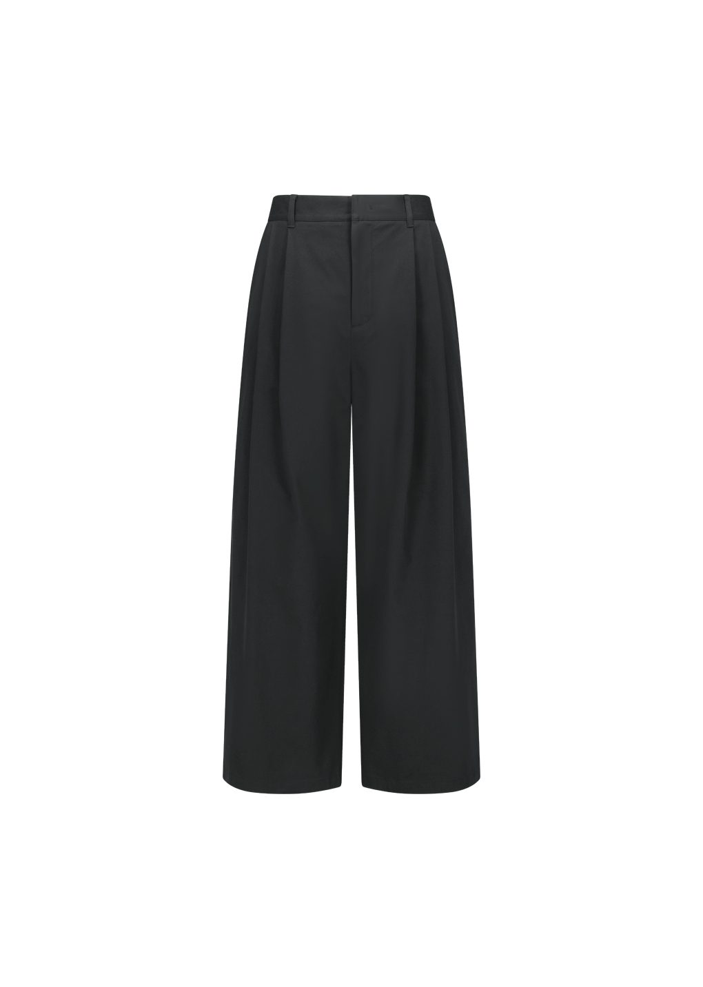 men's two tuck wide banding pants, black