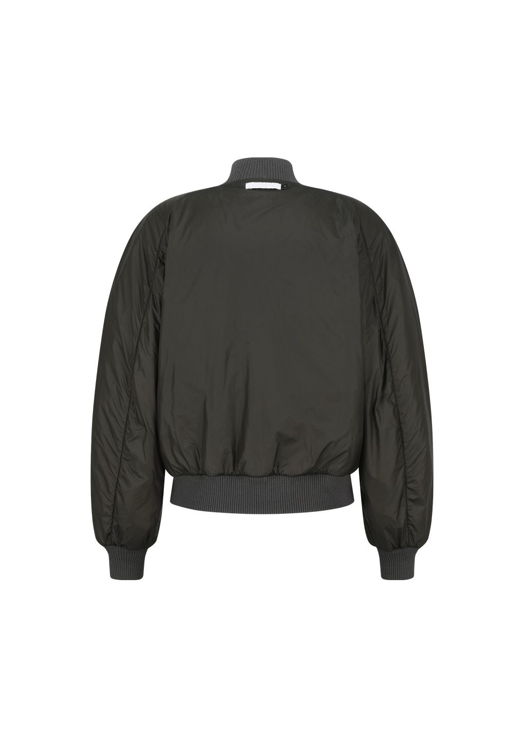ribbed silky blouson, black
