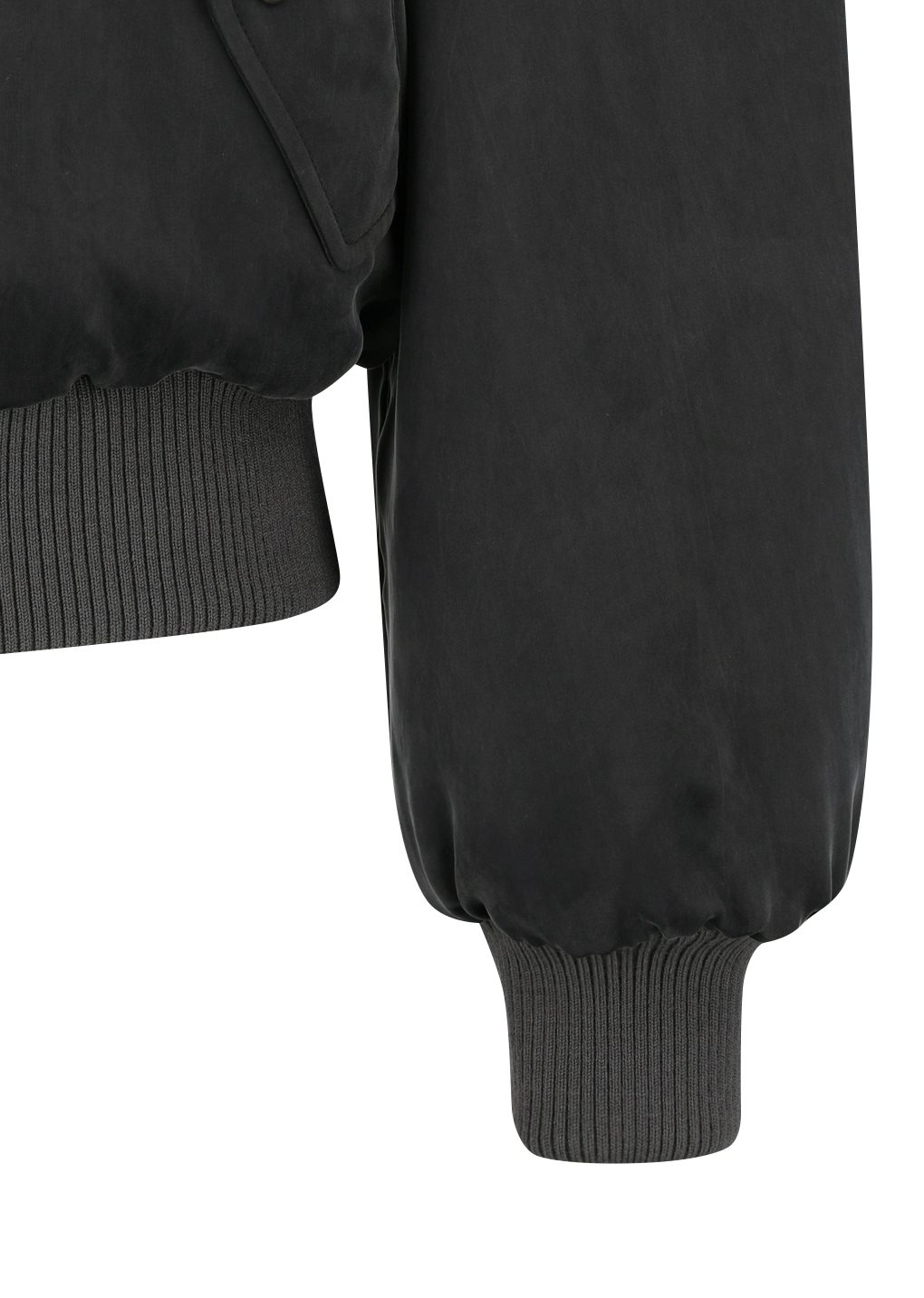 ribbed silky blouson, black