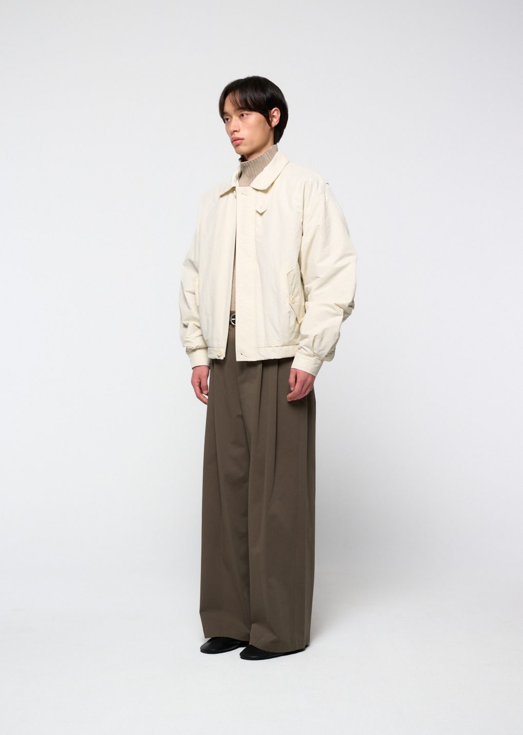 padded cotton nylon jumper, ecru