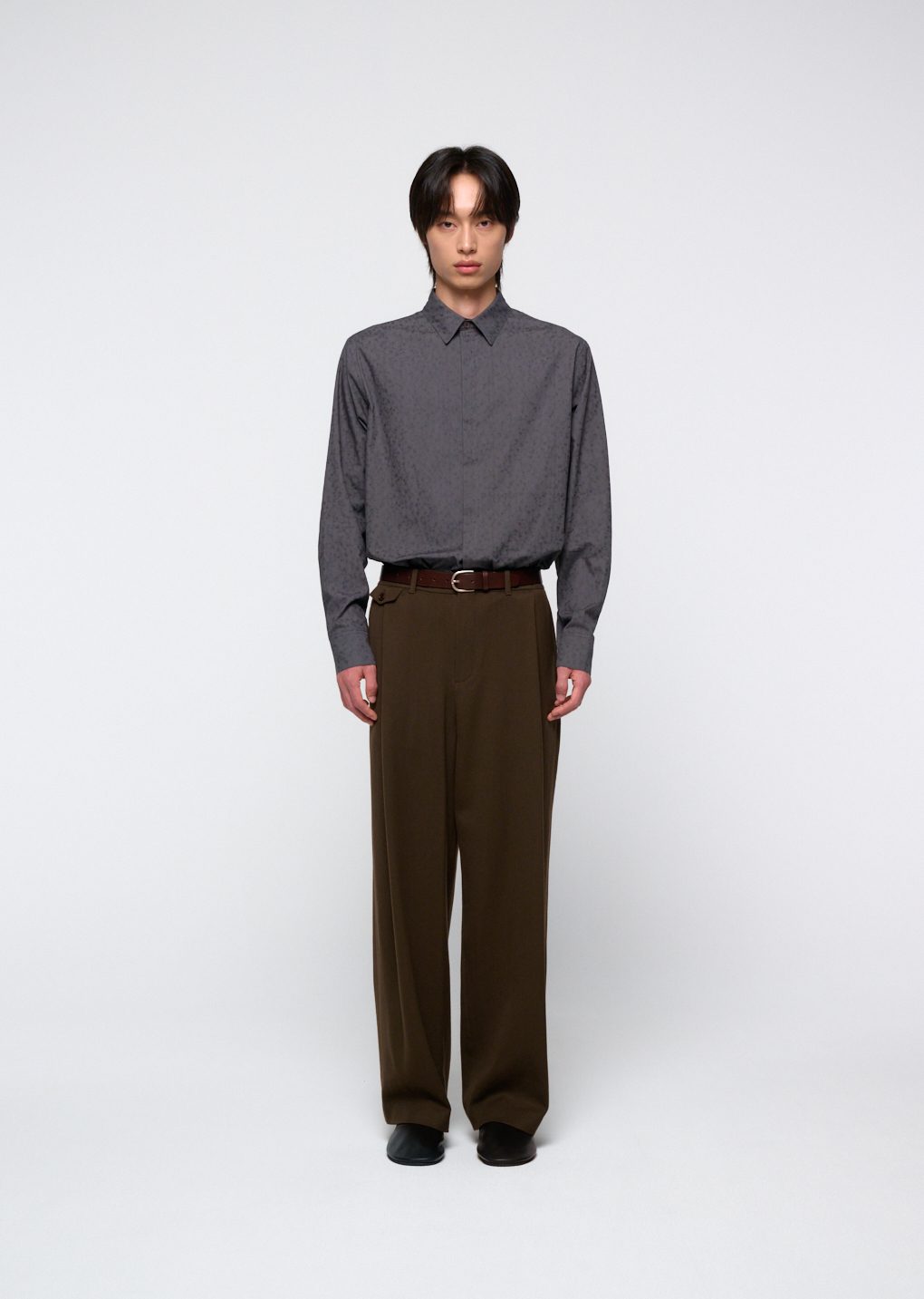 tapered wool pants, brown