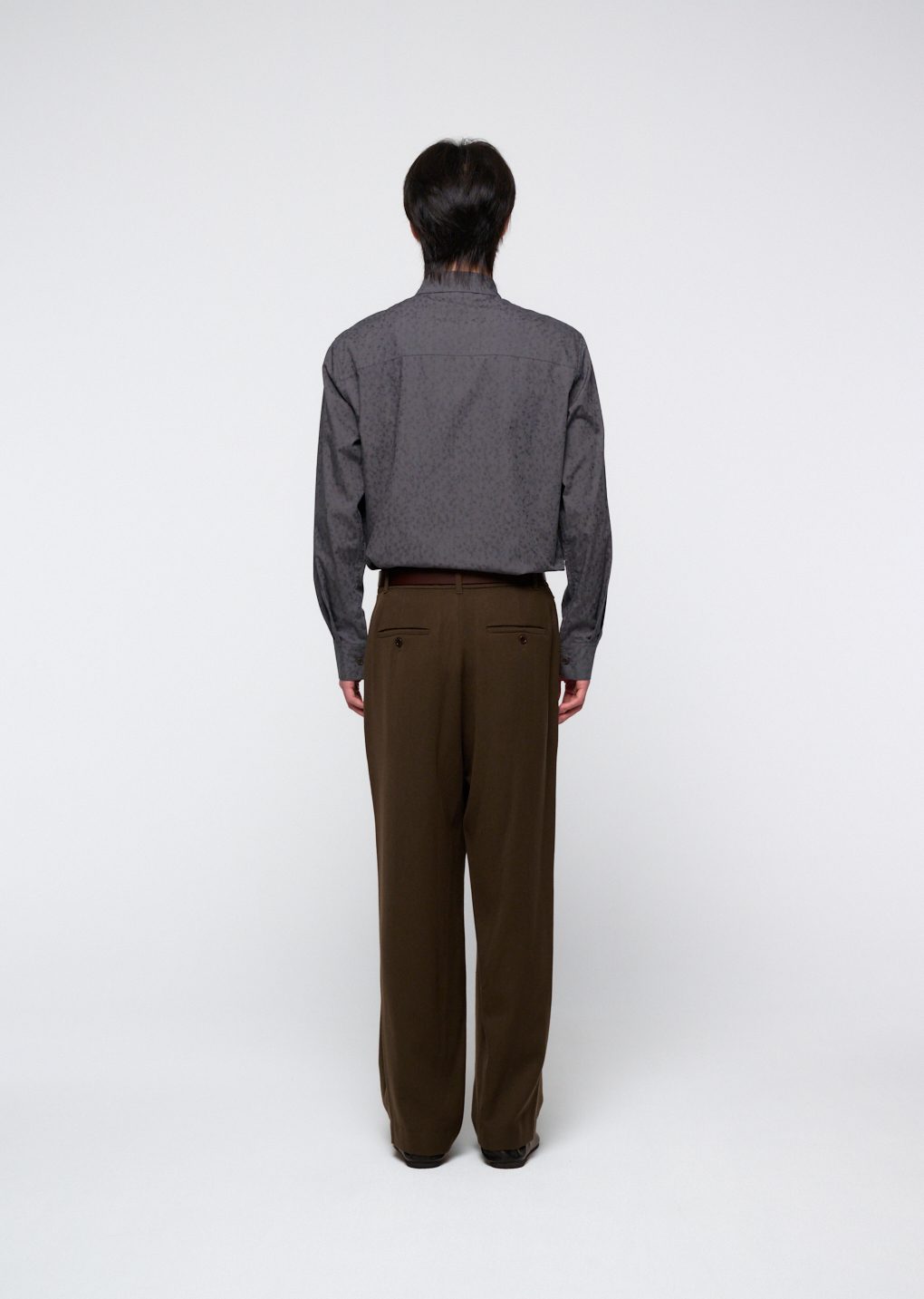 tapered wool pants, brown