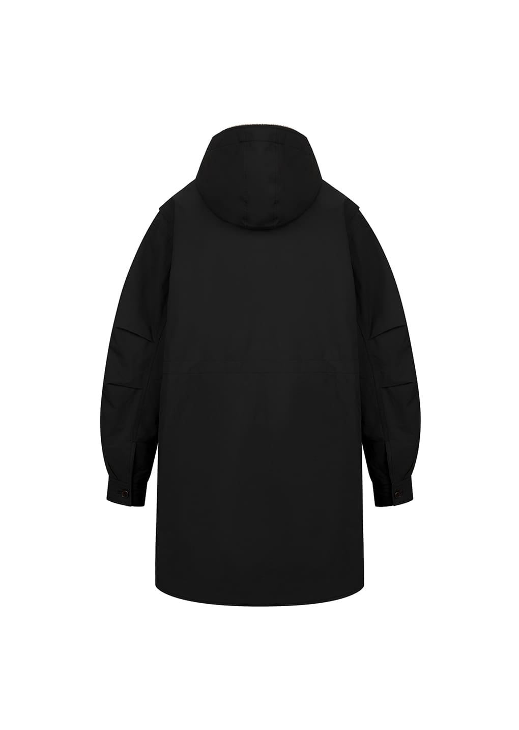 padded shearling parka, black