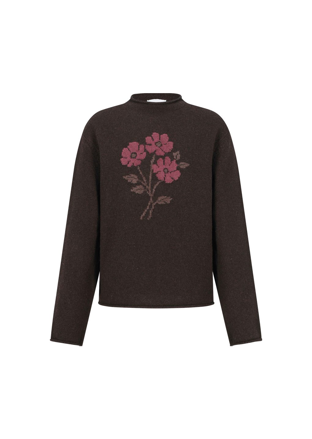 flower jacquard knit top, brown
