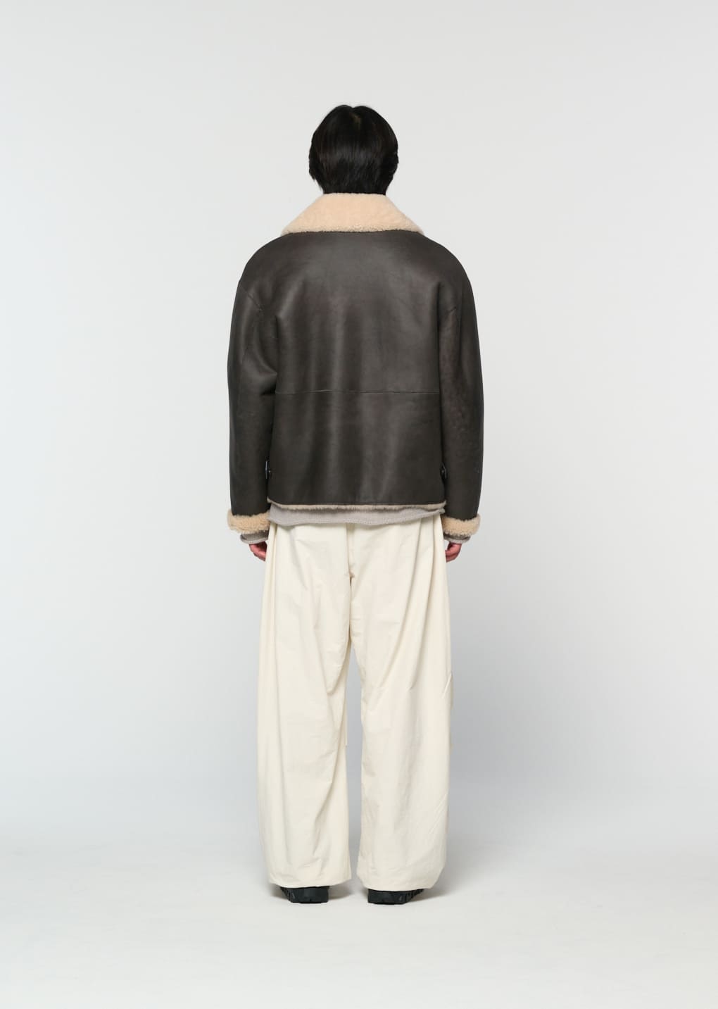 lambskin shearling jumper, khaki