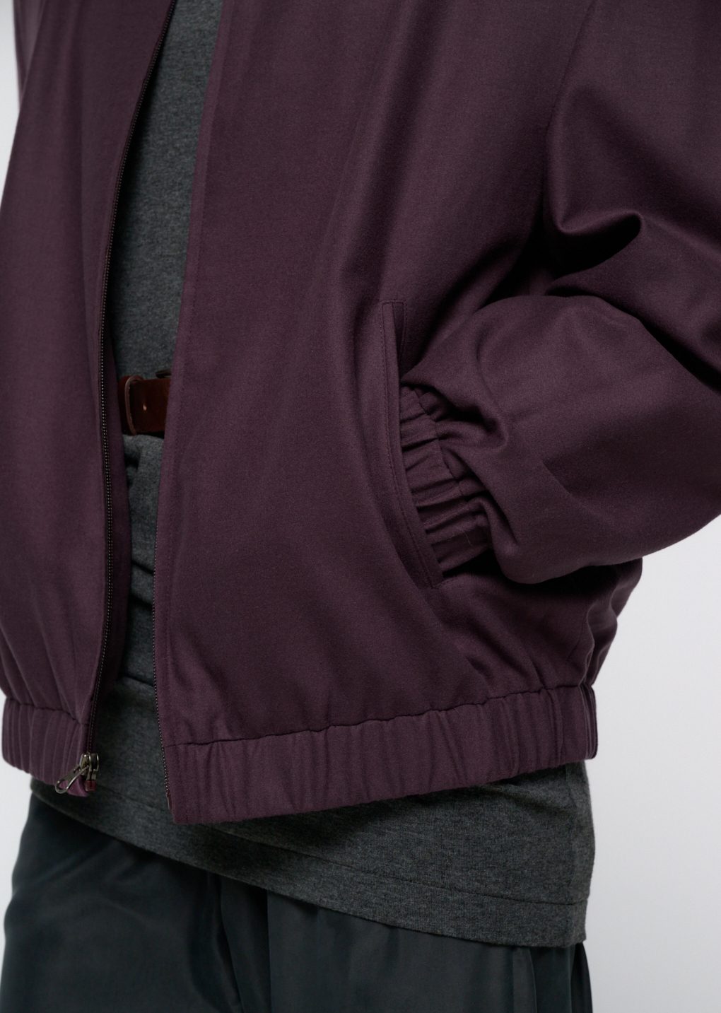 wool banding blouson, burgundy