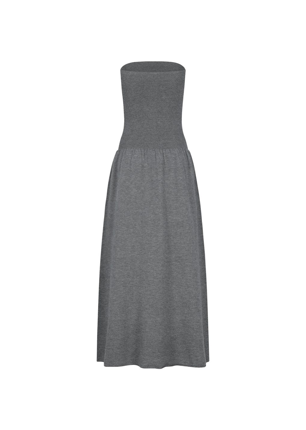 ribbed shirring knit maxi dress, grey